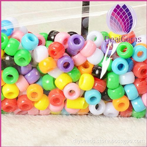 wholesale 9mm big hole acrylic mix solid colors wheel shape beads